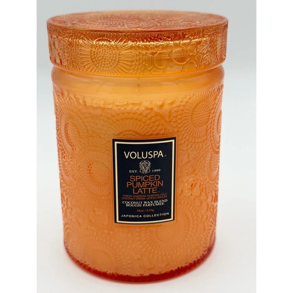 Voluspa Candle 18oz Orange Spiced Pumpkin Latte‎ Japonica Glass NEW